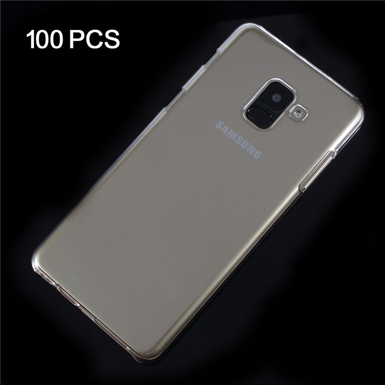 100Pcs/Lot PC Transparent Phone Lightweight Cases for Samsung Galaxy A8+ (2018) - Transparent-1