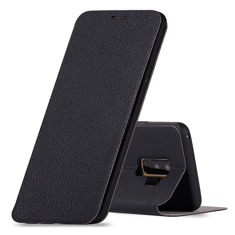 Litchi Texture Flip Leather Case with Card Holder for Samsung Galaxy S9 Plus SM-G965 - Black-1