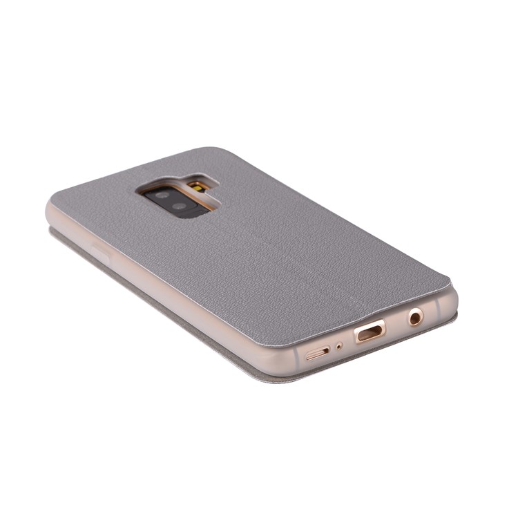 Litchi Texture PU Leather Flip Stand Cover for Samsung Galaxy S9 Plus SM-G965 - Grey-10