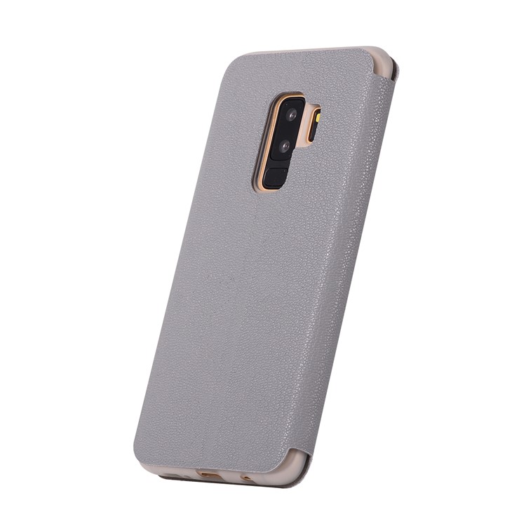Litchi Texture PU Leather Flip Stand Cover for Samsung Galaxy S9 Plus SM-G965 - Grey-3