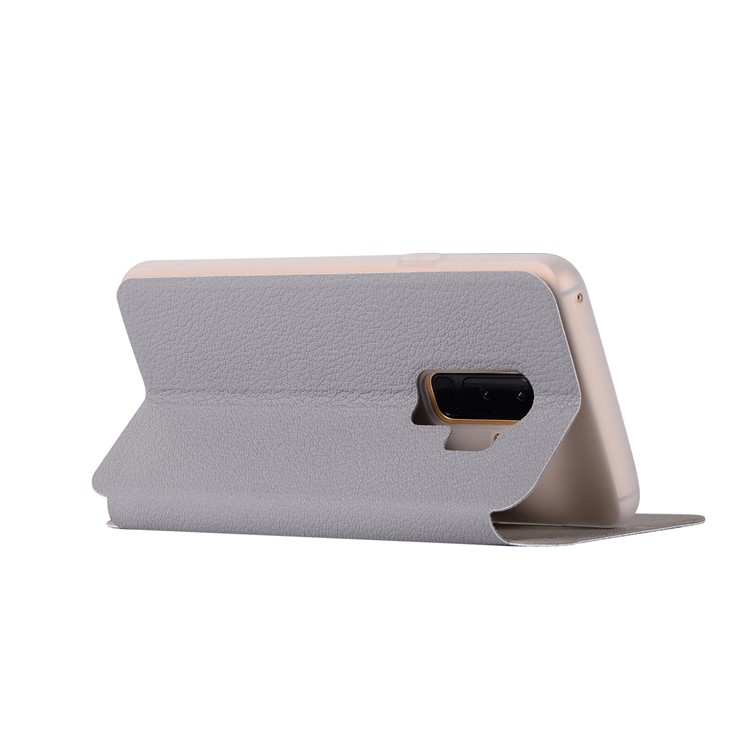 Litchi Texture PU Leather Flip Stand Cover for Samsung Galaxy S9 Plus SM-G965 - Grey-4