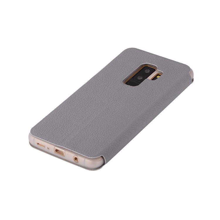Litchi Texture PU Leather Flip Stand Cover for Samsung Galaxy S9 Plus SM-G965 - Grey-8