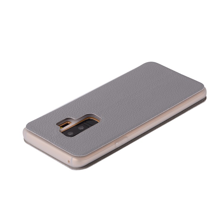 Litchi Texture PU Leather Flip Stand Cover for Samsung Galaxy S9 Plus SM-G965 - Grey-9