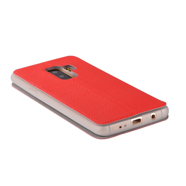 Litchi Texture Card Holder Leather Shell for Samsung Galaxy S9 Plus SM-G965 - Red-10
