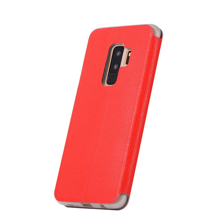 Litchi Texture Card Holder Leather Shell for Samsung Galaxy S9 Plus SM-G965 - Red-3