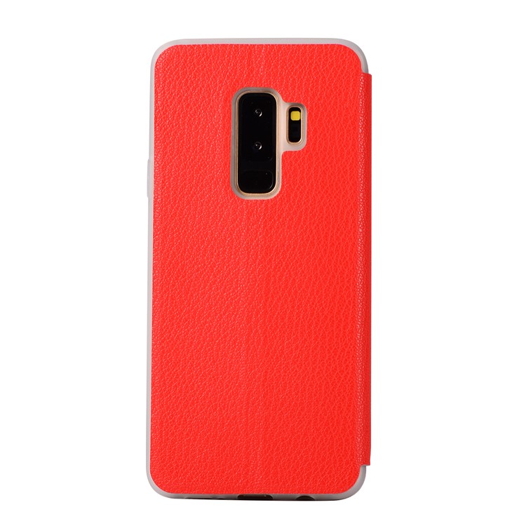 Litchi Texture Card Holder Leather Shell for Samsung Galaxy S9 Plus SM-G965 - Red-6