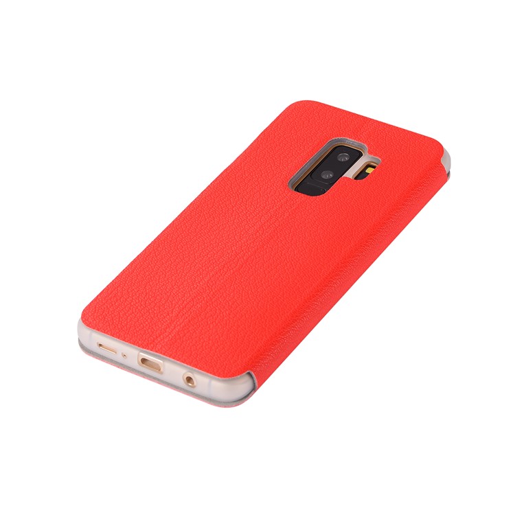 Litchi Texture Card Holder Leather Shell for Samsung Galaxy S9 Plus SM-G965 - Red-8