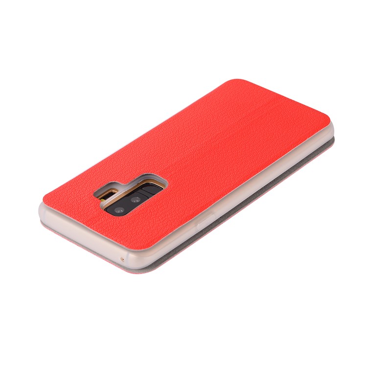 Litchi Texture Card Holder Leather Shell for Samsung Galaxy S9 Plus SM-G965 - Red-9