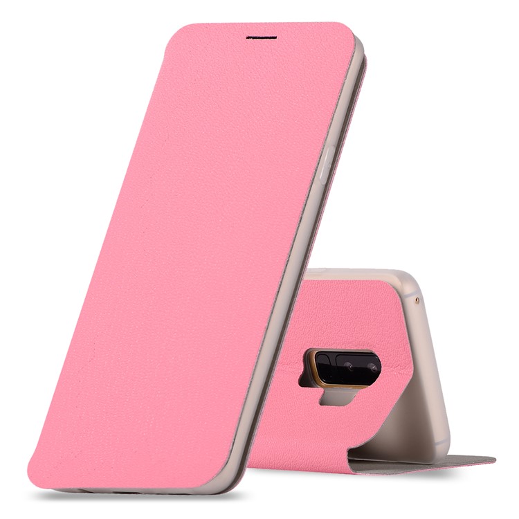 Litchi Texture PU Leather Card Holder Mobile Phone Case for Samsung Galaxy S9+ SM-G965 - Rose-1