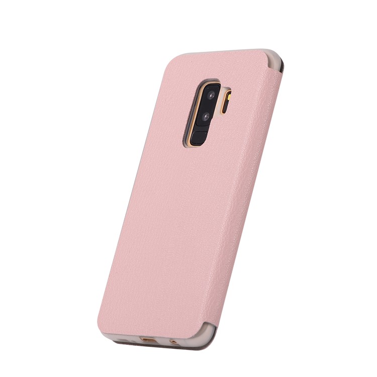 Litchi Texture Card Holder Leather Protection Phone Casing for Samsung Galaxy S9+ SM-G965 - Pink-3