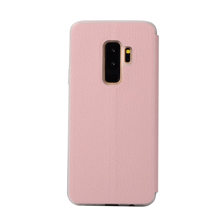 Litchi Texture Card Holder Leather Protection Phone Casing for Samsung Galaxy S9+ SM-G965 - Pink-6