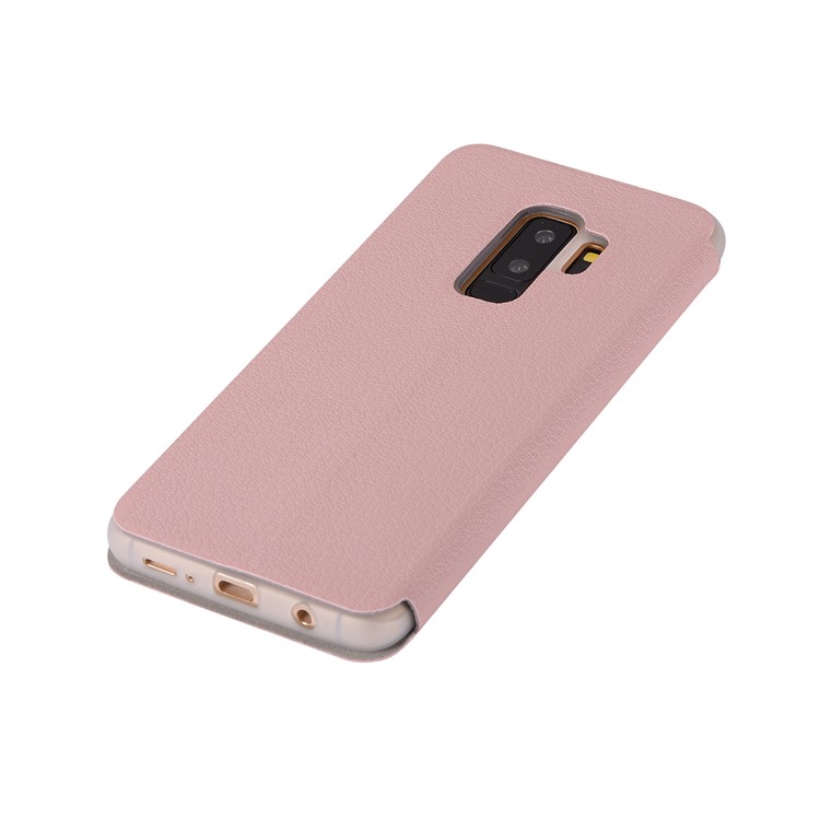Litchi Texture Card Holder Leather Protection Phone Casing for Samsung Galaxy S9+ SM-G965 - Pink-8