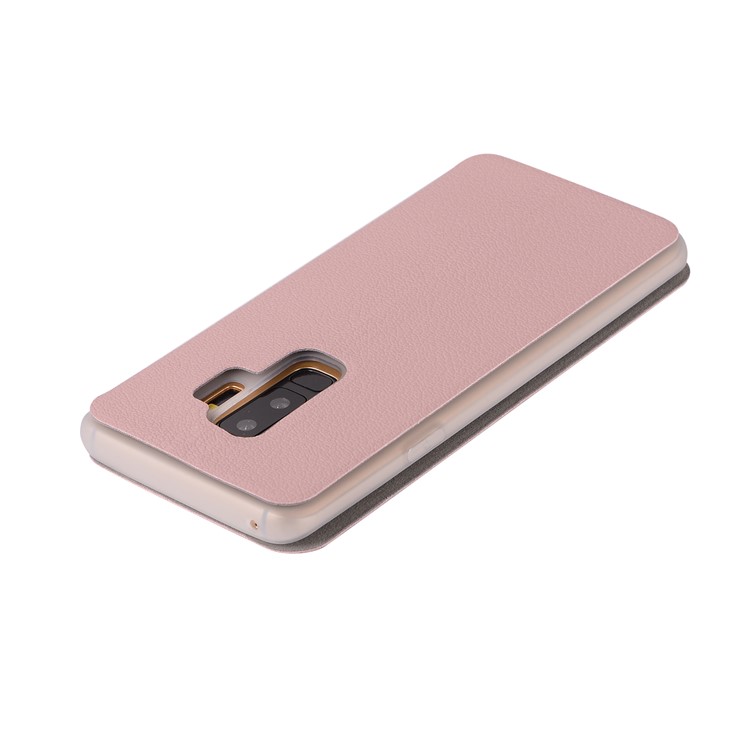Litchi Texture Card Holder Leather Protection Phone Casing for Samsung Galaxy S9+ SM-G965 - Pink-9