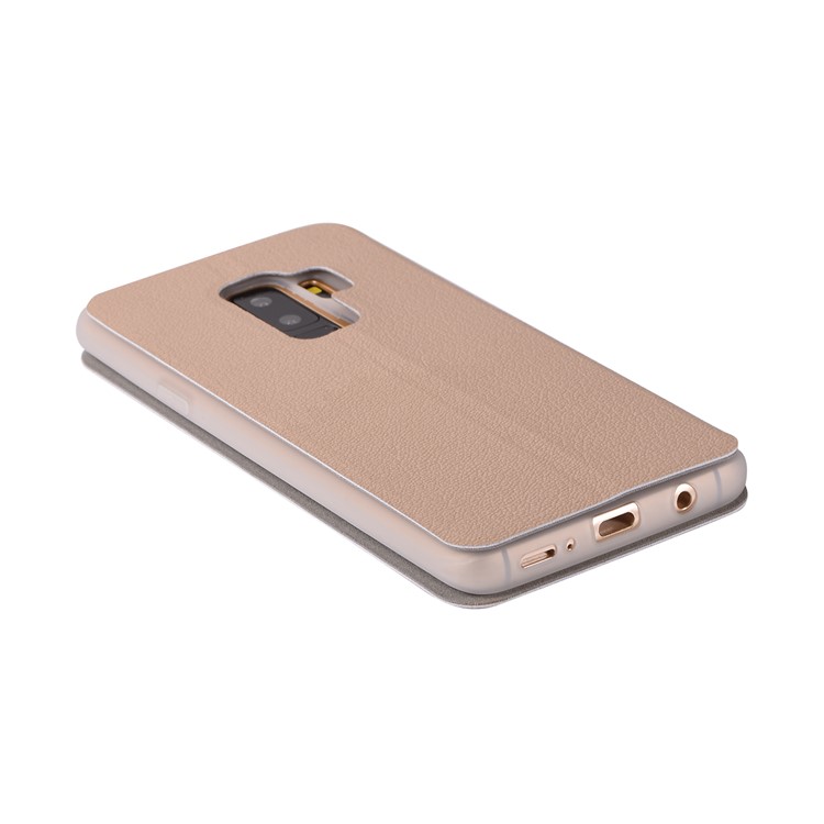 Litchi Texture Card Holder Leather Stand Mobile Phone Cover Shell for Samsung Galaxy S9+ SM-G965 - Gold-10