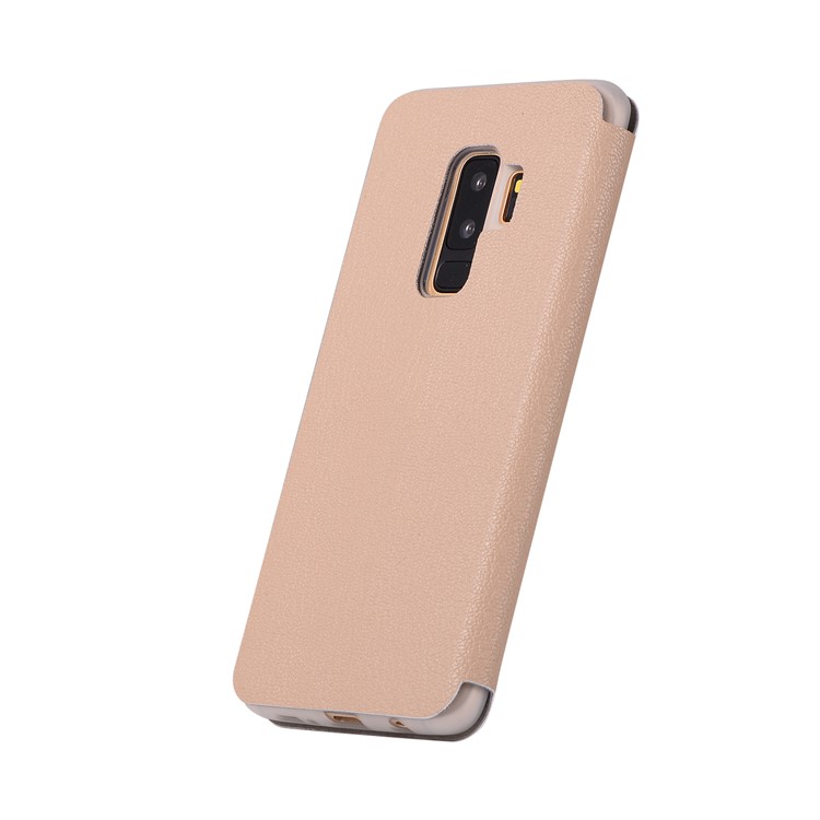 Litchi Texture Card Holder Leather Stand Mobile Phone Cover Shell for Samsung Galaxy S9+ SM-G965 - Gold-3