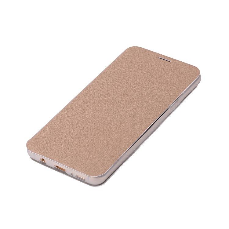 Litchi Texture Card Holder Leather Stand Mobile Phone Cover Shell for Samsung Galaxy S9+ SM-G965 - Gold-7