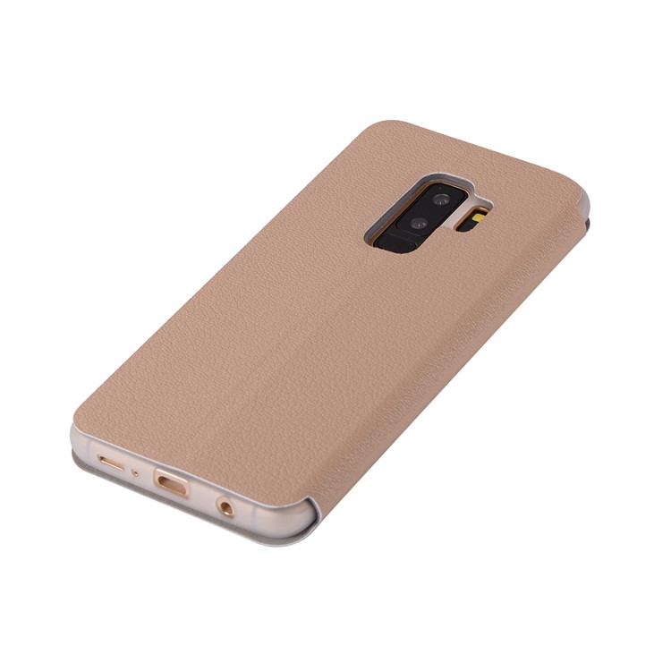 Litchi Texture Card Holder Leather Stand Mobile Phone Cover Shell for Samsung Galaxy S9+ SM-G965 - Gold-8