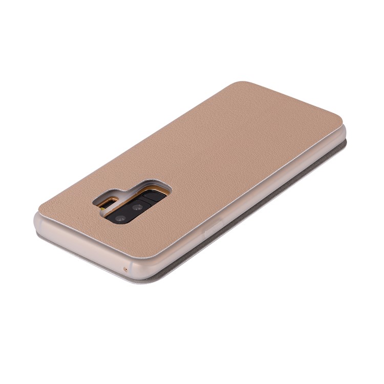 Litchi Texture Card Holder Leather Stand Mobile Phone Cover Shell for Samsung Galaxy S9+ SM-G965 - Gold-9
