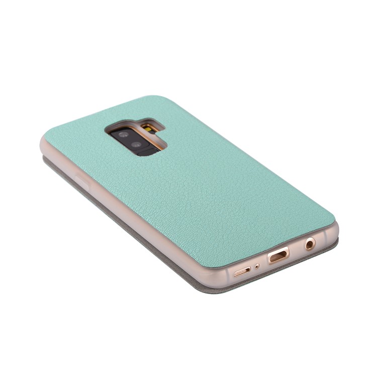Litchi Texture PU Leather Mobile Phone Case Accessory for Samsung Galaxy S9+ SM-G965 - Cyan-10