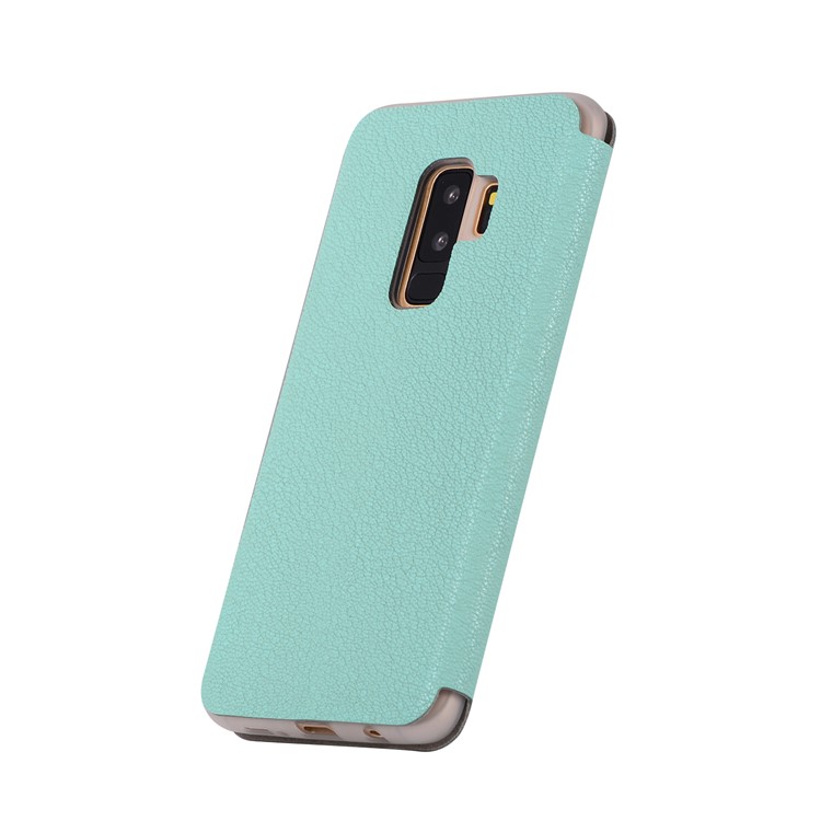 Litchi Texture PU Leather Mobile Phone Case Accessory for Samsung Galaxy S9+ SM-G965 - Cyan-3