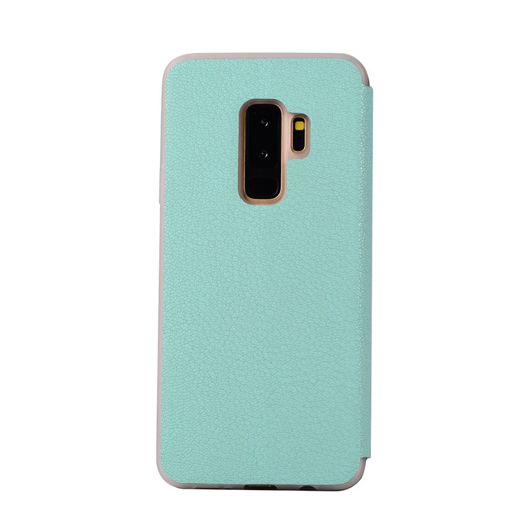 Litchi Texture PU Leather Mobile Phone Case Accessory for Samsung Galaxy S9+ SM-G965 - Cyan-6