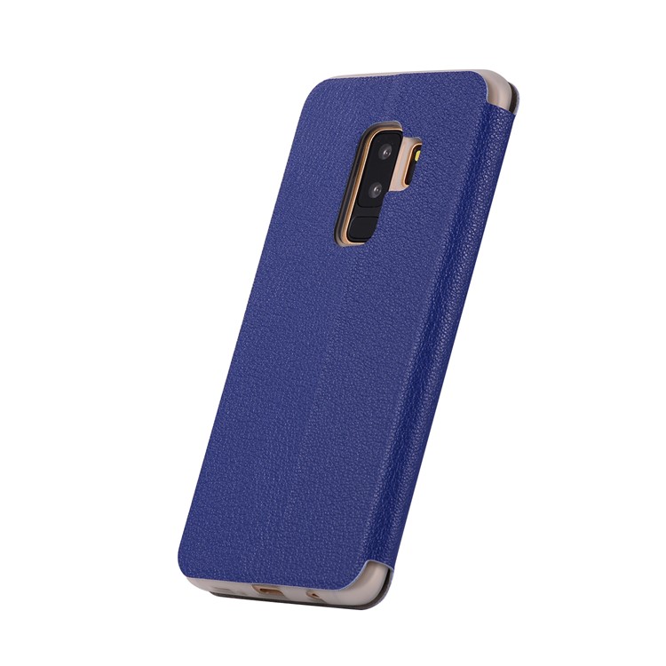Litchi Texture Stand Leather Card Holder Cell Phone Case for Samsung Galaxy S9+ SM-G965 - Dark Blue-3