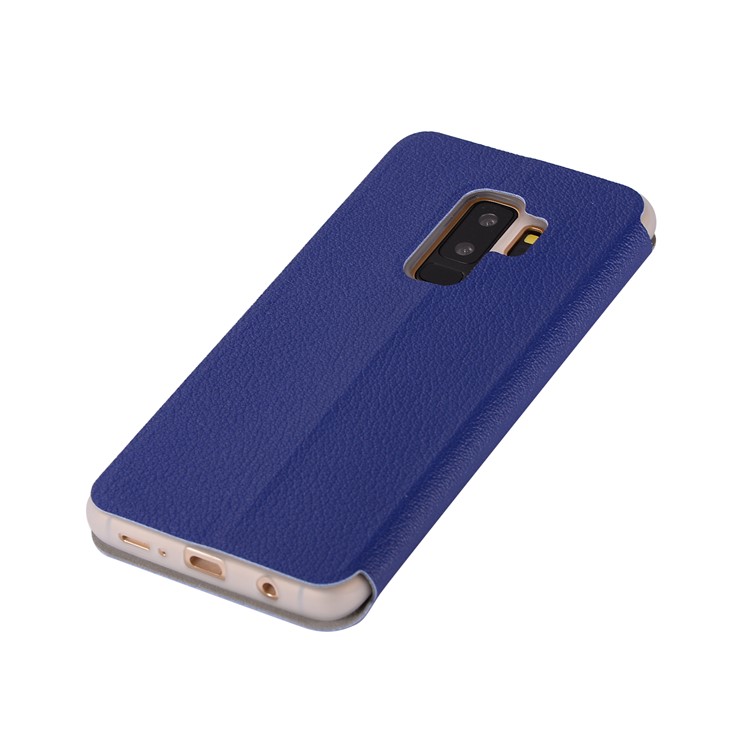 Litchi Texture Stand Leather Card Holder Cell Phone Case for Samsung Galaxy S9+ SM-G965 - Dark Blue-8