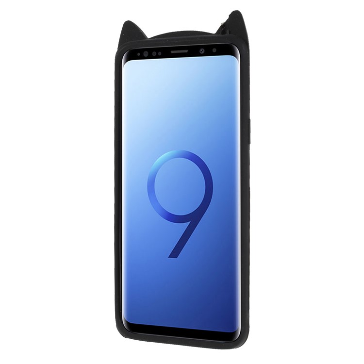 3D Moustache Cat Silicone Case for Samsung Galaxy S9+ SM-G965 - Black-2