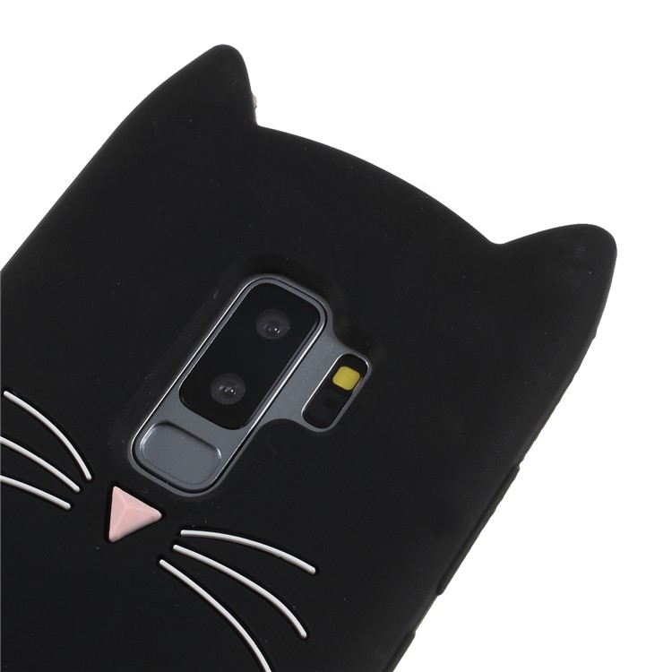 3D Moustache Cat Silicone Case for Samsung Galaxy S9+ SM-G965 - Black-4