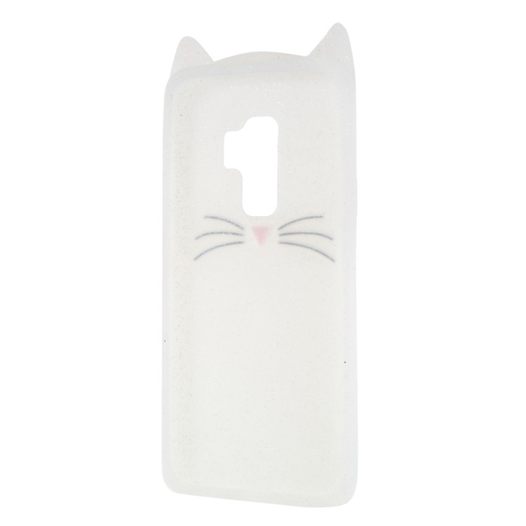 3D Moustache Cat Silicone Shell Case for Samsung Galaxy S9+ SM-G965 - White-6