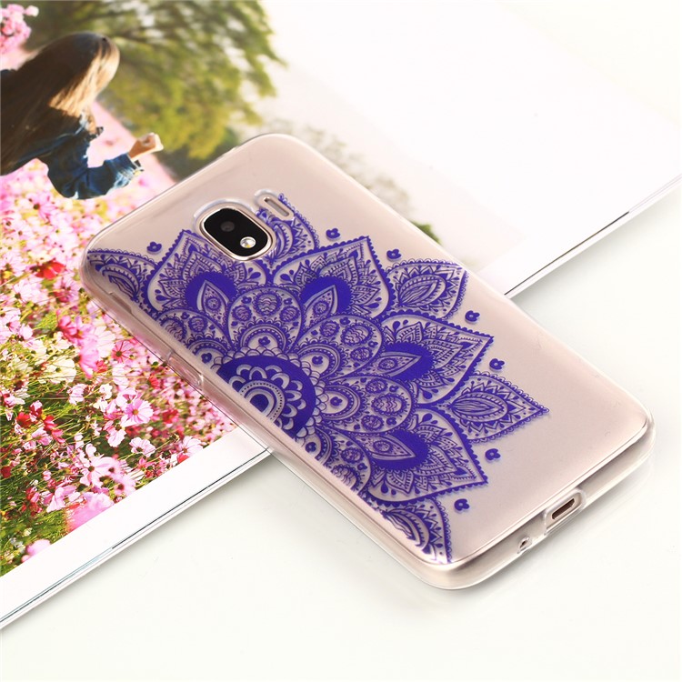 Pattern Printing TPU Flexible Case for Samsung Galaxy J2 Pro 2018 - Purple Flowers-4