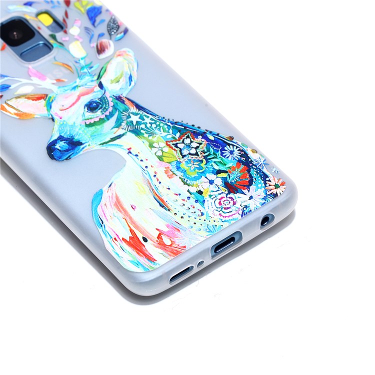 Luminous Patterned TPU Back Case for Samsung Galaxy S9 SM-G960 - Flower Elk-2