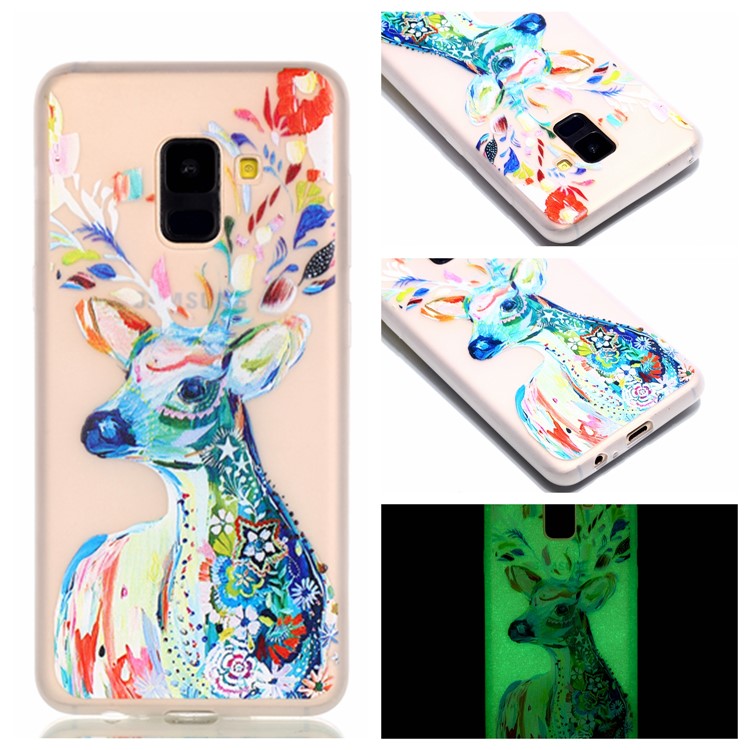 Luminous Patterned TPU Back Cover for Samsung Galaxy A8 (2018) - Flower Elk-1