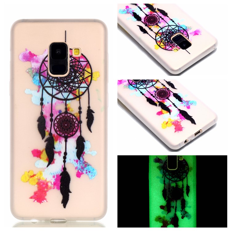 Luminous Patterned TPU Back Casing for Samsung Galaxy A8 (2018) - Feather Dream Catcher-1