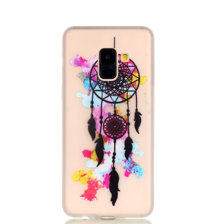 Luminous Patterned TPU Back Casing for Samsung Galaxy A8 (2018) - Feather Dream Catcher-2