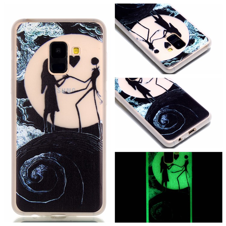 Luminous Patterned Soft TPU Back Case for Samsung Galaxy A8 (2018) - Dance on Moon-1