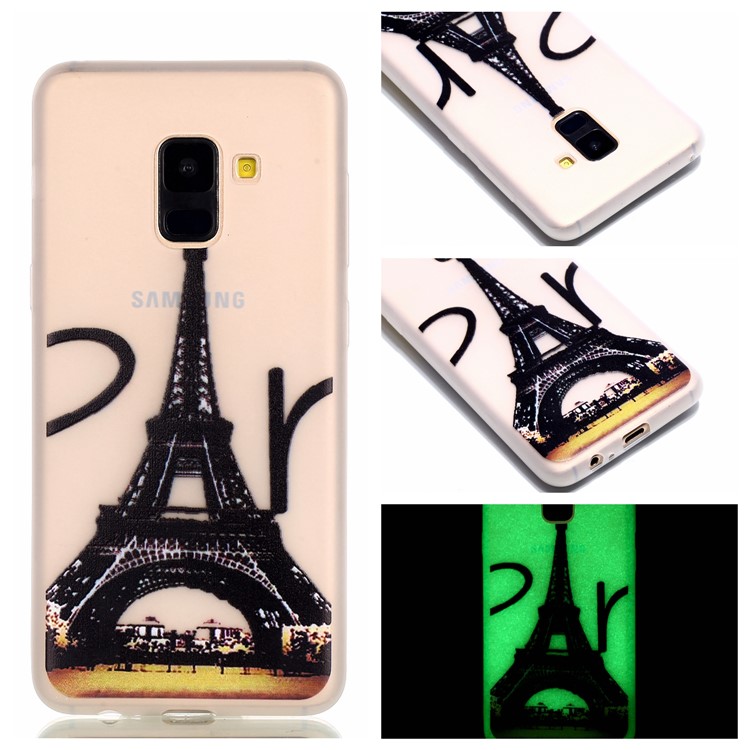 Noctilucent TPU Cover Case for Samsung Galaxy A8+ (2018) - Eiffel Tower-1