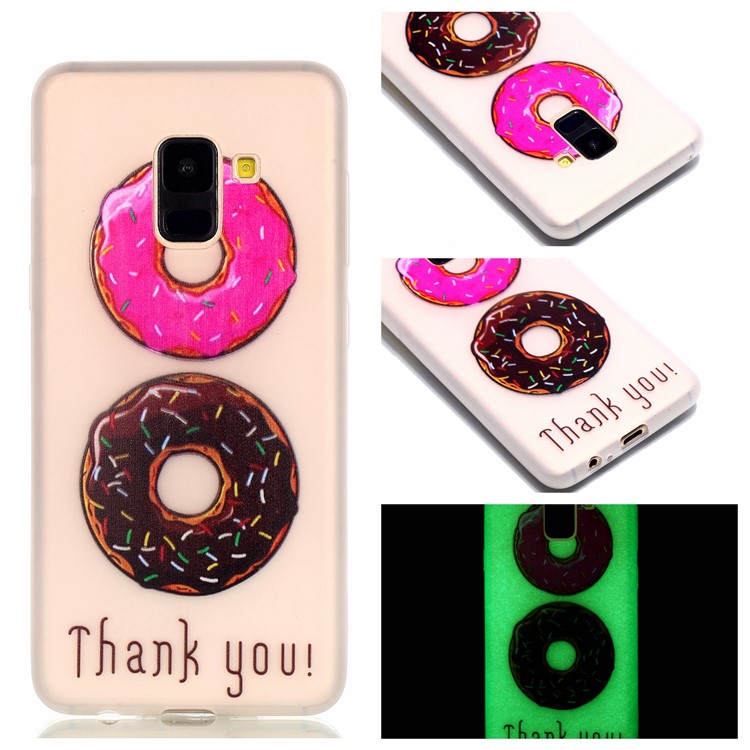Noctilucent TPU Cover Phone Case for Samsung Galaxy A8+ (2018) - Doughnuts Pattern-1