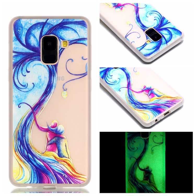 Noctilucent TPU Case Accessory for Samsung Galaxy A8+ (2018) - Two Beauty Sitting on the Branch-1