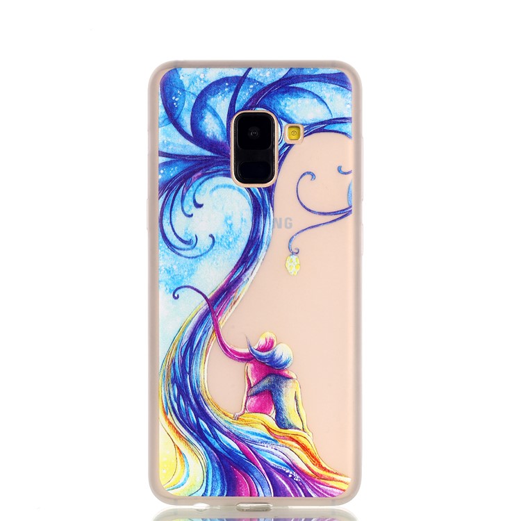 Noctilucent TPU Case Accessory for Samsung Galaxy A8+ (2018) - Two Beauty Sitting on the Branch-2
