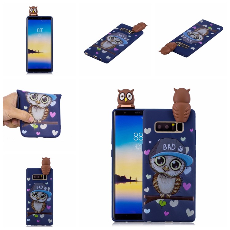 3D Cute Doll Pattern Printing TPU Cell Phone Case Accessory for Samsung Galaxy Note 8 SM-N950 - Male Owl-7