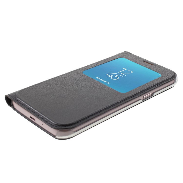 View Window Leather Phone Case for Samsung Galaxy J2 Pro 2018 - Black-4