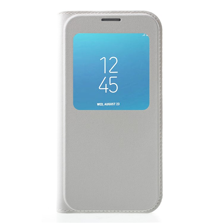 View Window Leather Phone Cover for Samsung Galaxy J2 Pro 2018 - White-1