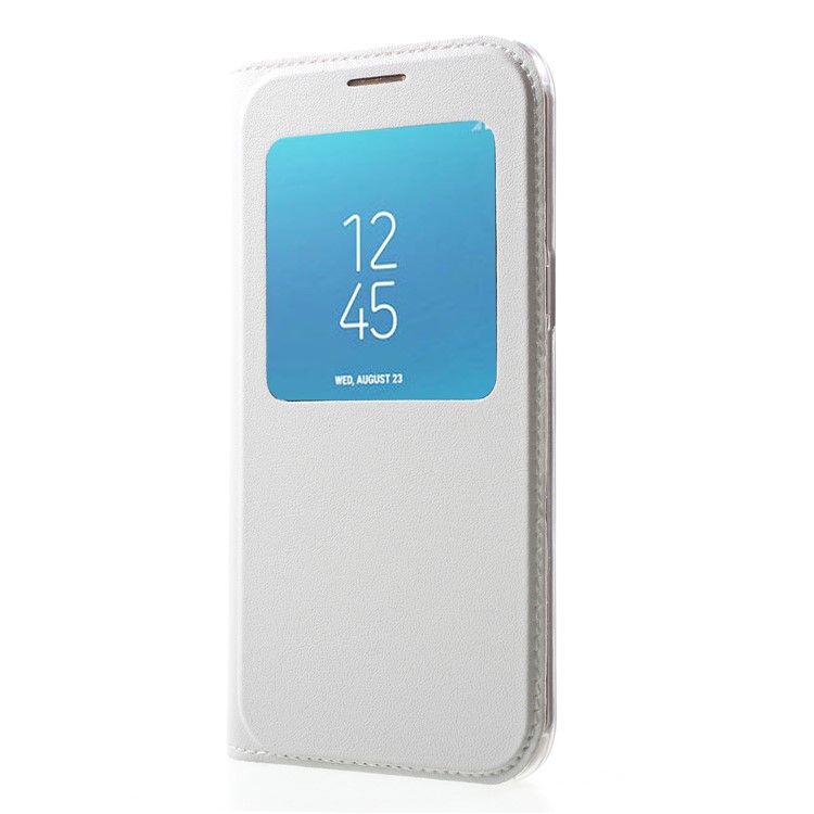 View Window Leather Phone Cover for Samsung Galaxy J2 Pro 2018 - White-3