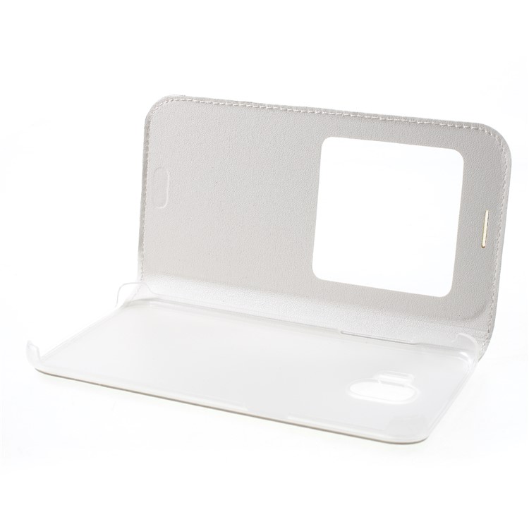 View Window Leather Phone Cover for Samsung Galaxy J2 Pro 2018 - White-4