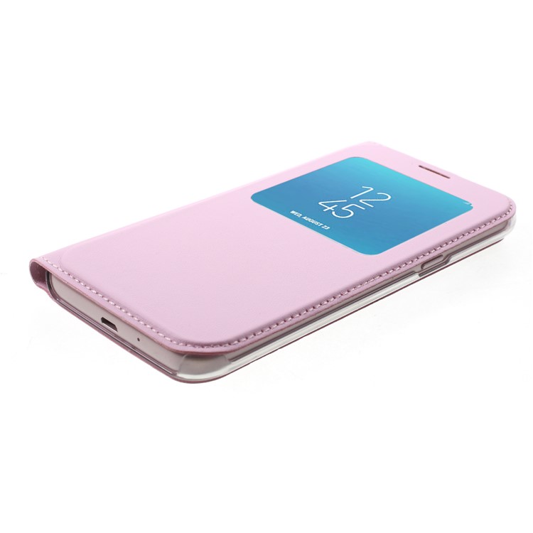 View Window Leather Protective Case for Samsung Galaxy J2 Pro 2018 - Pink-4