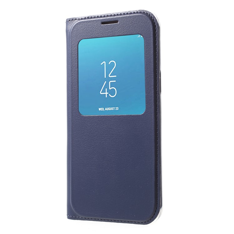 View Window Leather Mobile Phone Shell for Samsung Galaxy J2 Pro 2018 - Dark Blue-3
