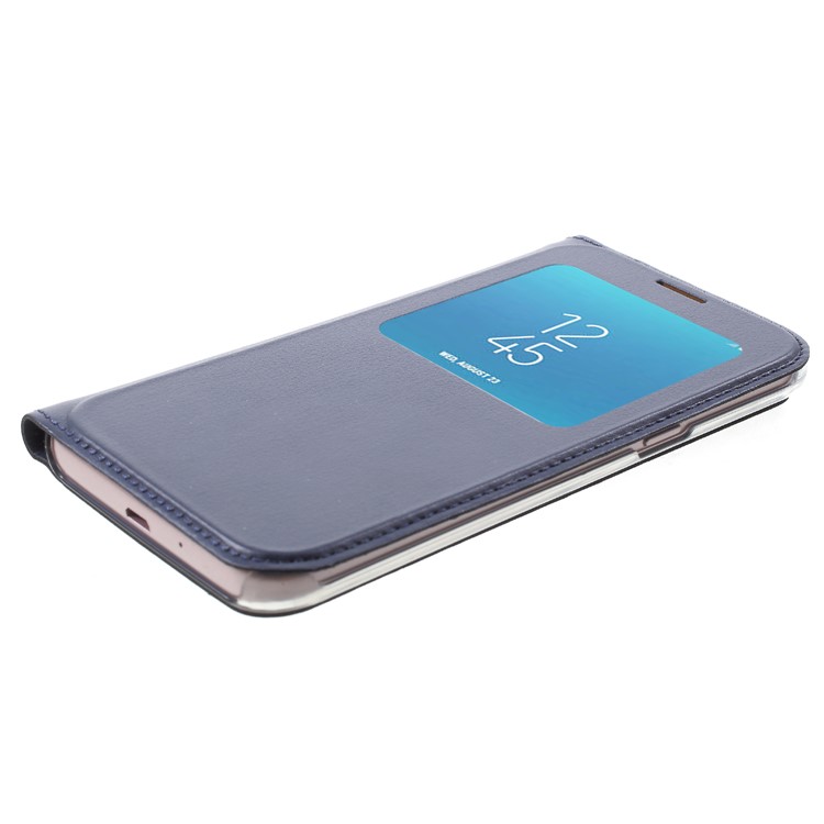 View Window Leather Mobile Phone Shell for Samsung Galaxy J2 Pro 2018 - Dark Blue-4