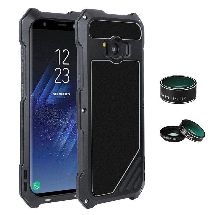 For Samsung Galaxy S8+ G955 Heavy Duty Shockproof Metal Case with Fisheye/Wide-angle/Macro Lens - Black-1