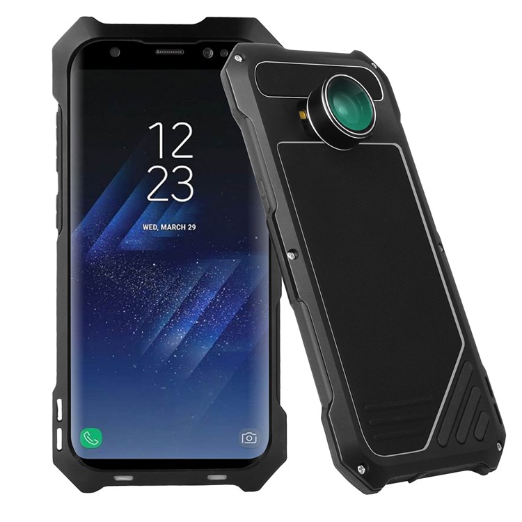 For Samsung Galaxy S8+ G955 Heavy Duty Shockproof Metal Case with Fisheye/Wide-angle/Macro Lens - Black-2